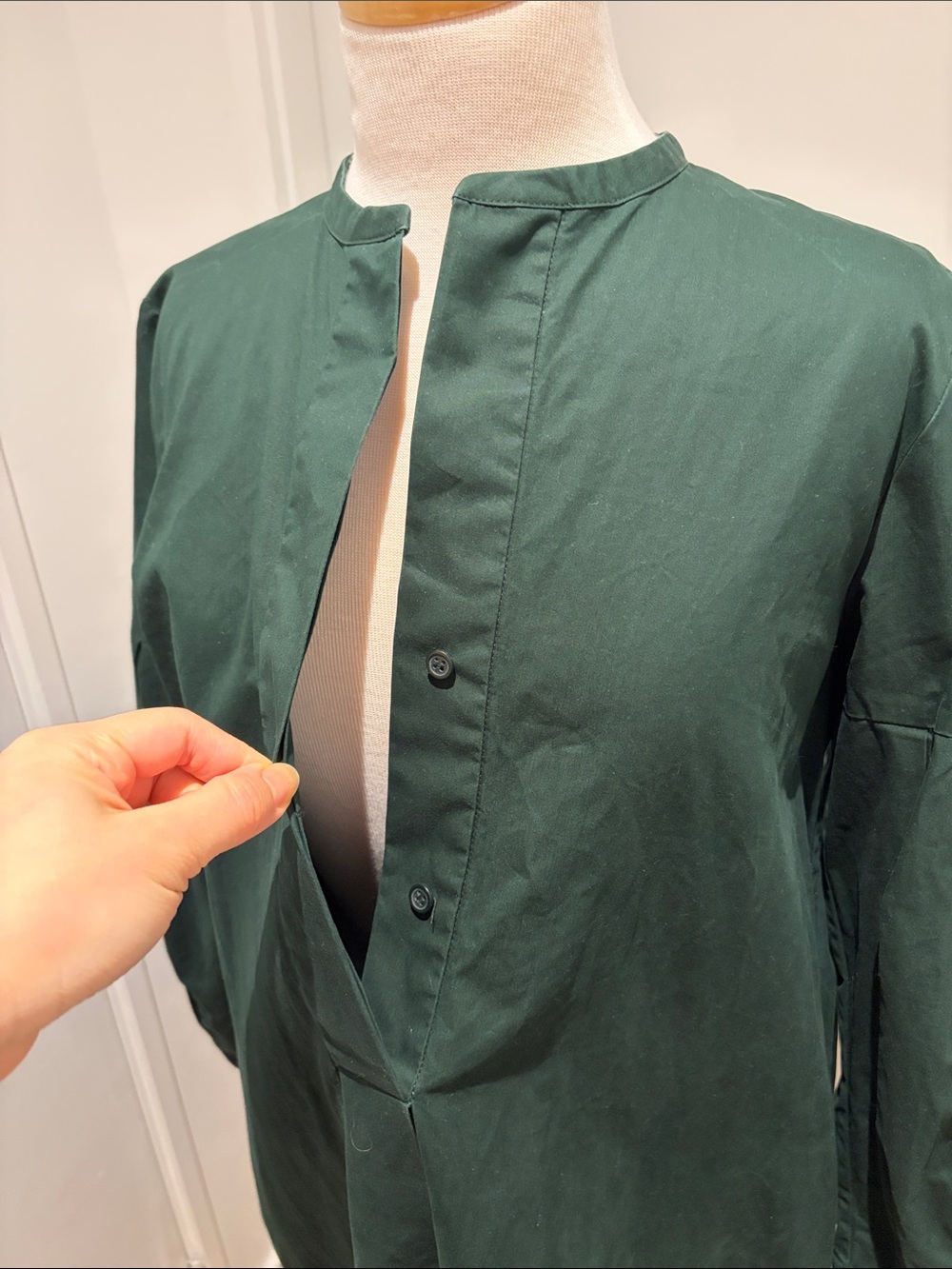 COS Forest Green Pleated-Sleeve Midi Dress - Picture 4 of 10